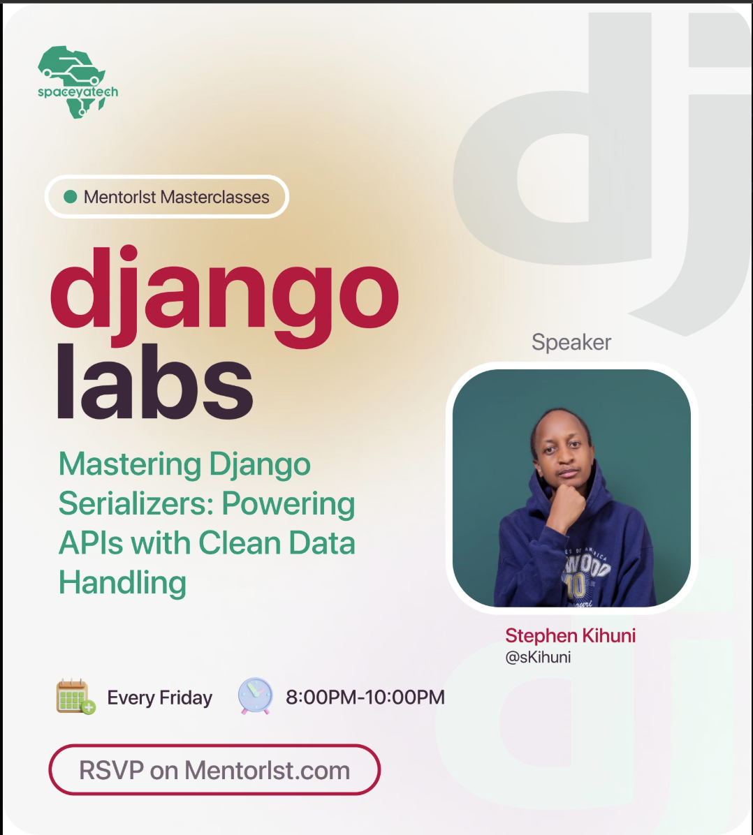 Stephen Kihuni speaking at Django Labs
